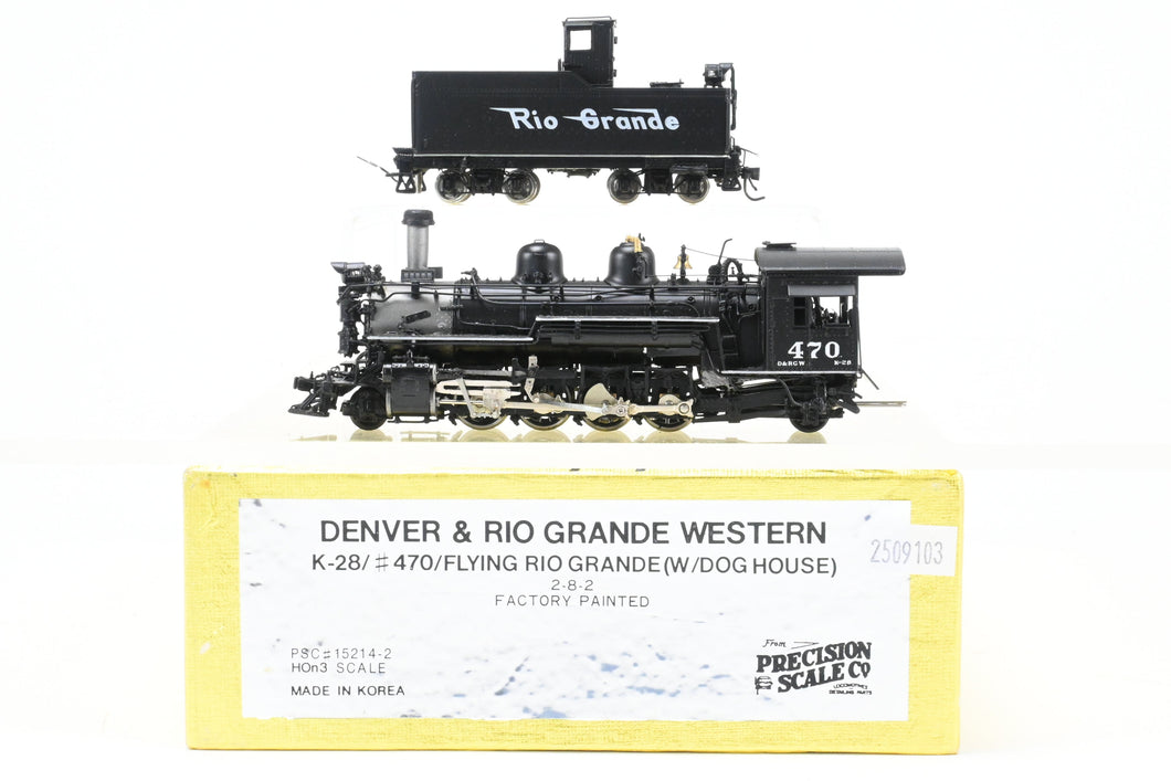 HOn3 Brass Precision Scale Co. D&RGW - Denver & Rio Grande Western K-28 2-8-2 Factory Painted No. 470