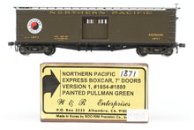 Load image into Gallery viewer, HO Brass W&amp;R - W&amp;R Enterprises NP - Northern Pacific Express Boxcar 7’ Door #1854 - 1889 Version 1 Factory Painted Pullman Green No. 1871
