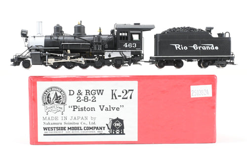 HOn3 Brass Westside Model Co. D&RGW - Denver & Rio Grande Western K-27 2-8-2  Piston Valve Version, Custom Painted No. 463