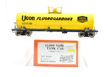 Load image into Gallery viewer, HO Brass PSC - Precision Scale Co. 12,000 Gallon Tank Car Painted Yellow Union Carbide
