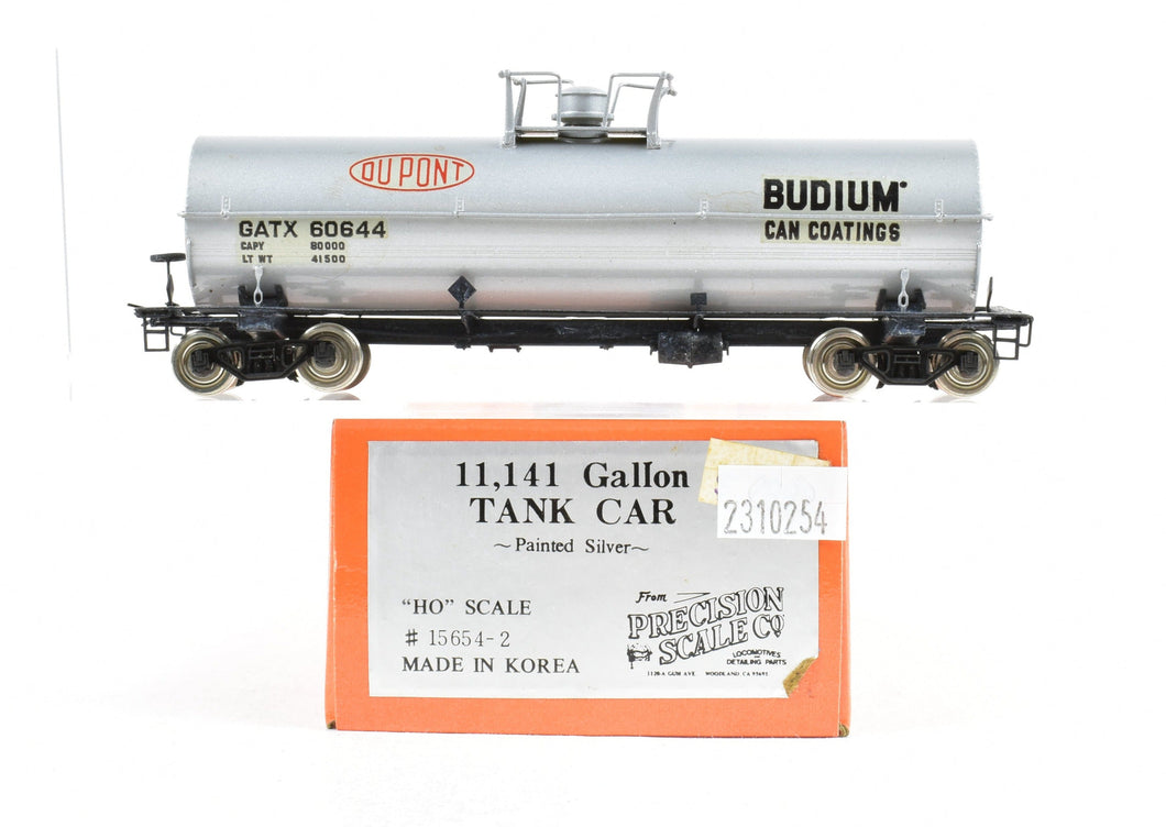 HO Brass PSC - Precision Scale Co. 11,141 Gallon Tank Car Painted Silver Dupont GATX 60644