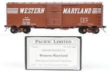 Load image into Gallery viewer, O Brass Pacific Limited WM - Western Maryland 1932 ARA Steel Boxcar w/Duryea Cushioned Underframe Pro-Painted No. 27628
