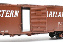 Load image into Gallery viewer, O Brass Pacific Limited WM - Western Maryland 1932 ARA Steel Boxcar w/Duryea Cushioned Underframe Pro-Painted No. 27628
