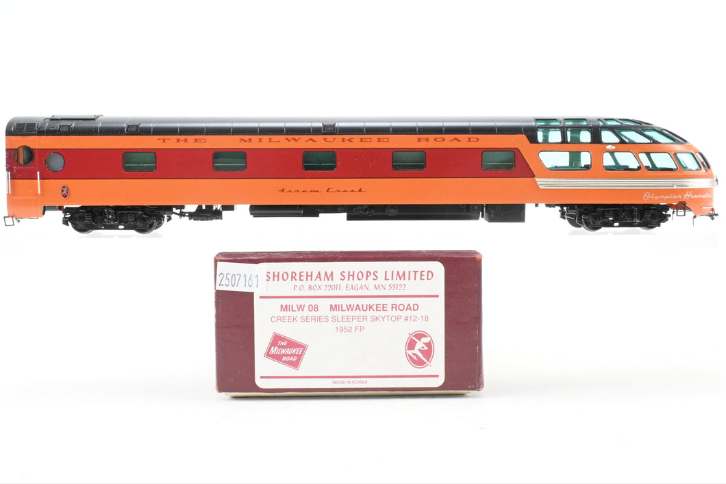 HO Brass Shoreham Shops MILW - Milwaukee Road Creek Series Sleeper Skytop No. 12, 