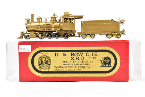 HOn3 Brass Westside Model Co. D&RGW - Denver & Rio Grande Western C-16 2-8-0 #271 (Bad Motor)