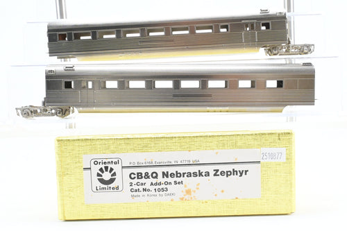 HO Brass Oriental Limited CB&Q - Burlington Route Nebraska Zephyr 2-Car Add On Set