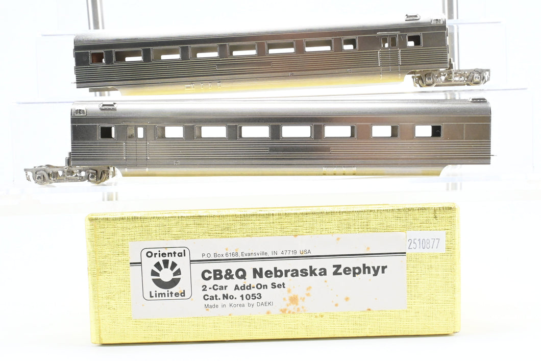 HO Brass Oriental Limited CB&Q - Burlington Route Nebraska Zephyr 2-Car Add On Set