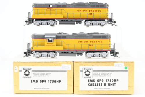 HO Brass Oriental Limited UP - Union Pacific EMD GP9/GP9B 1750 HP Each, Custom Painted Nos. 142/142B
