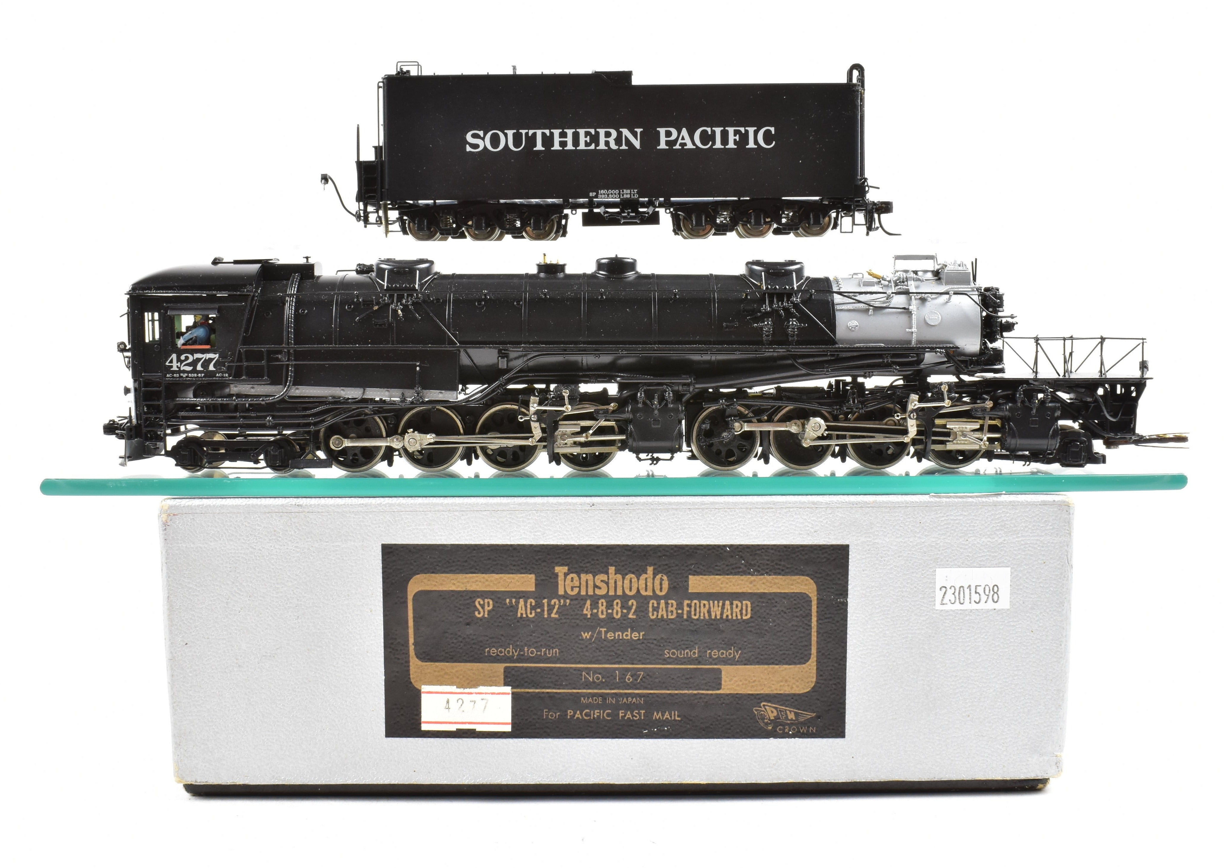 HO Brass Tenshodo SP - Southern Pacific AC-12 4-8-8-2 Cab Forward Factory  Painted No. 4277 1974 Run Crown Model