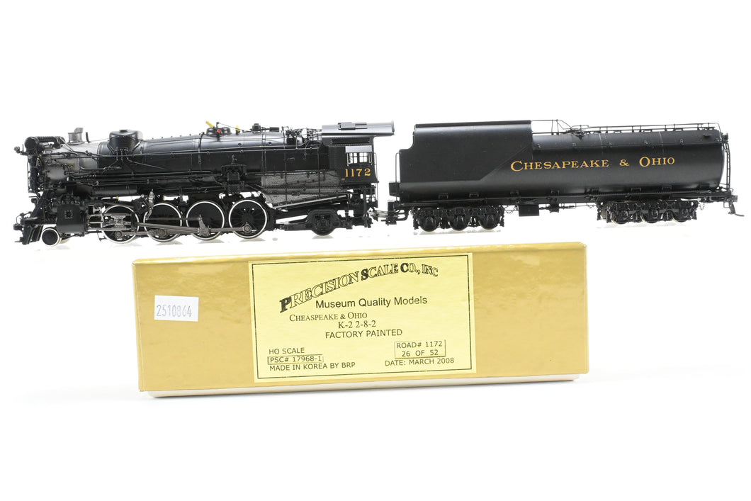 HO Brass PSC - Precision Scale Co. C&O - Chesapeake & Ohio K-2 Class 2-8-2 Mikado Factory Painted No. 1172
