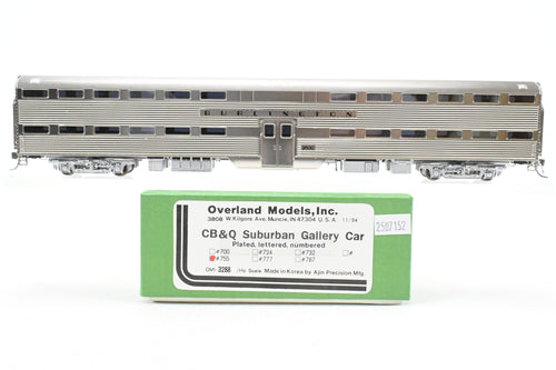 HO Brass OMI - Overland Models, Inc. CB&Q - Burlington Route Suburban Gallery Car, Factory Plated, Lettered & Numbered.. No. 755