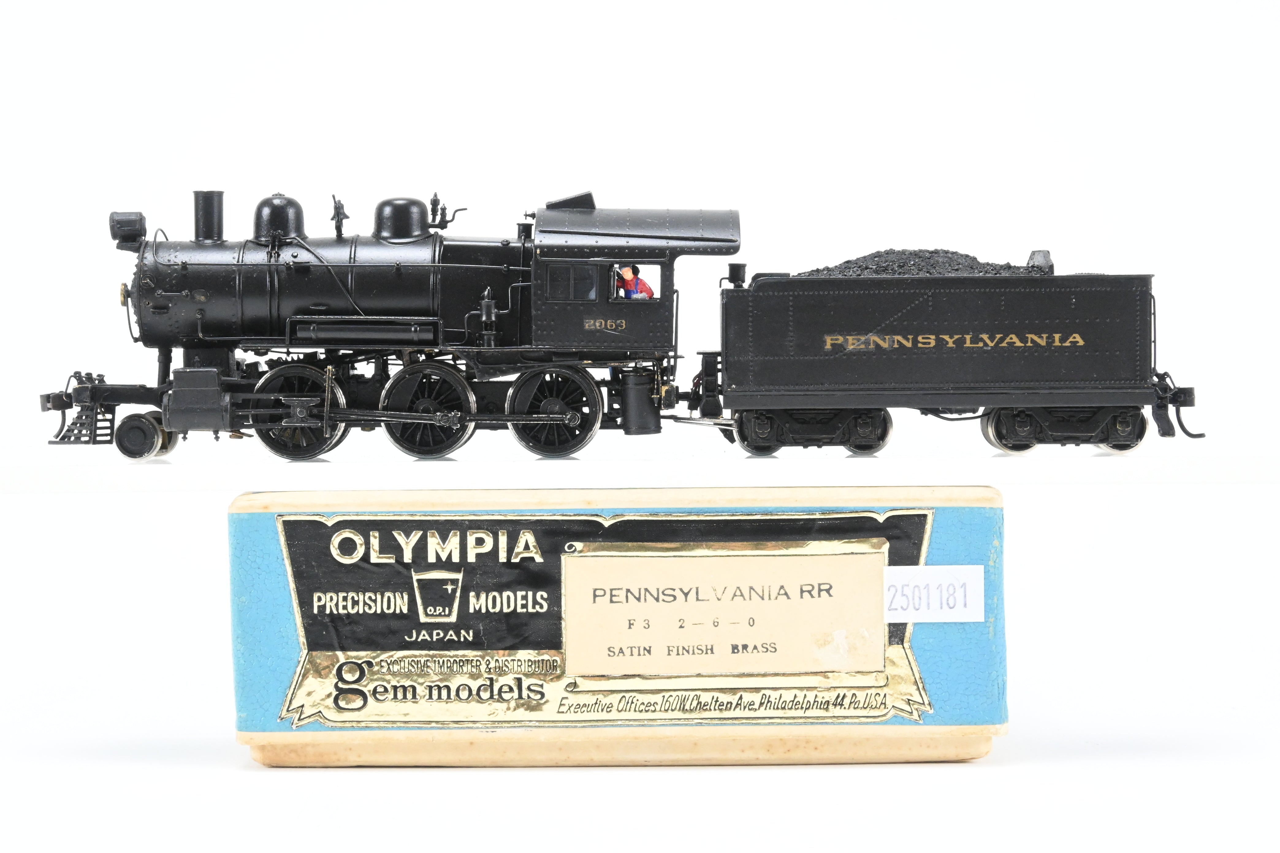HO Brass Gem Models PRR - Pennsylvania Railroad F-3 2-6-0 Custom