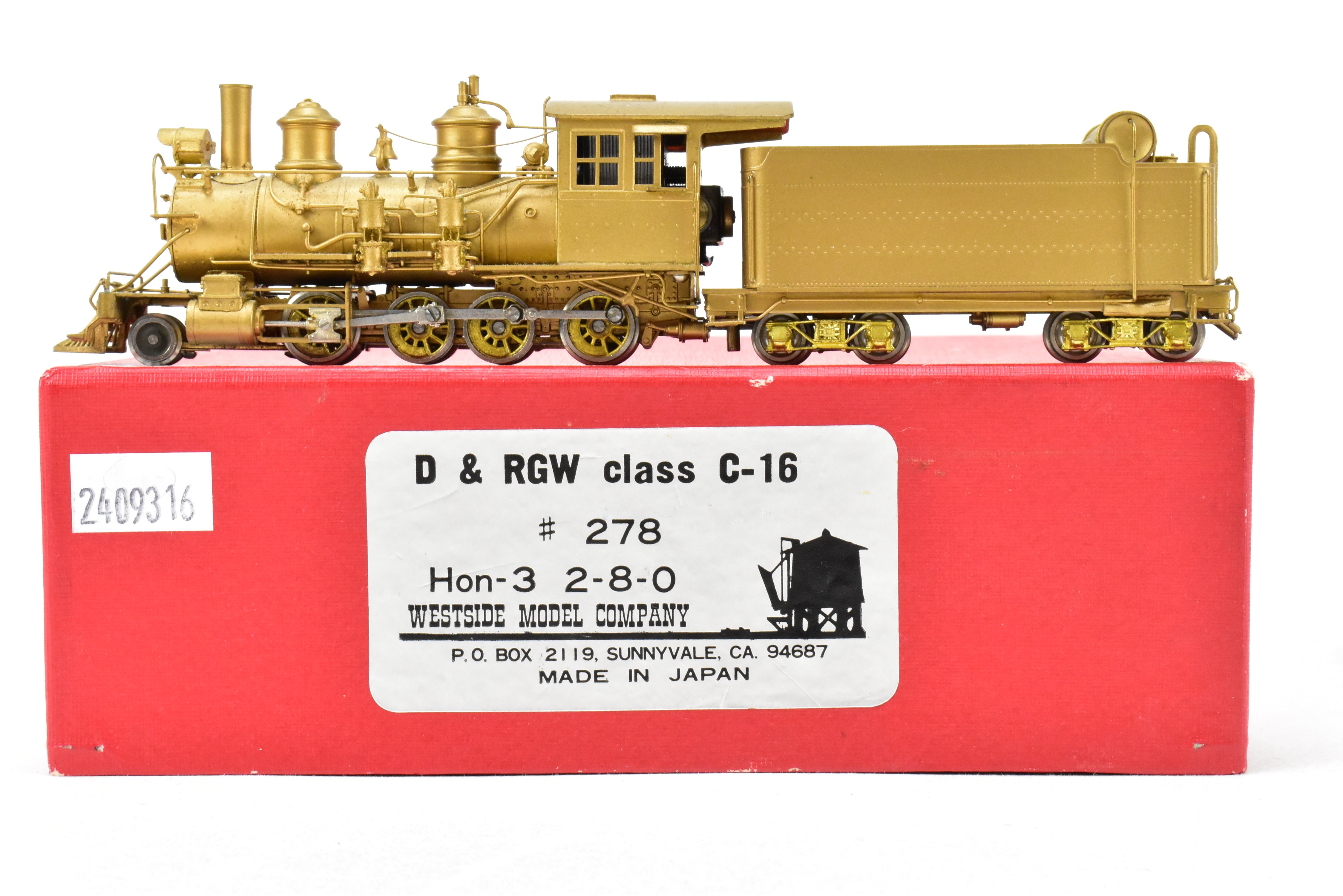 HOn3 Brass Westside Model Co. D&RGW - Denver & Rio Grande Western C-16  2-8-0 #278