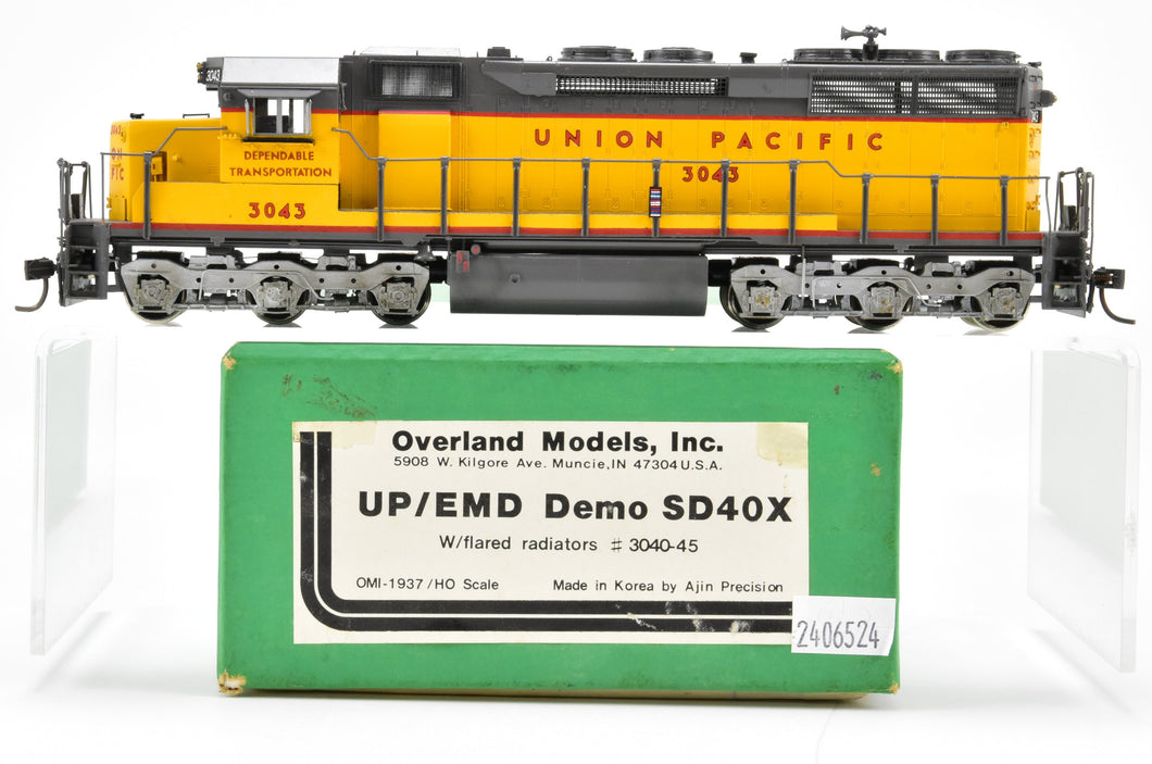 HO Brass OMI - Overland Models Inc. UP - Union Pacific/EMD Demo EMD SD40X Nos. 3040-3045 W/Flared Radiators  CP #3043 Early Run Fuel Tank Drive