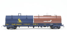 Load image into Gallery viewer, O Brass OMI - Overland Models, Inc. C&amp;O - Chesapeake &amp; Ohio Evans Steel Coil Steel Car w/full Walkways &amp; Angled Covers. With C&amp;O and Contrail Hoods Factory Painted No. 306521
