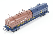 Load image into Gallery viewer, O Brass OMI - Overland Models, Inc. C&amp;O - Chesapeake &amp; Ohio Evans Steel Coil Steel Car w/full Walkways &amp; Angled Covers. With C&amp;O and Contrail Hoods Factory Painted No. 306521
