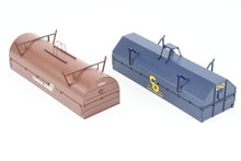 Load image into Gallery viewer, O Brass OMI - Overland Models, Inc. C&amp;O - Chesapeake &amp; Ohio Evans Steel Coil Steel Car w/full Walkways &amp; Angled Covers. With C&amp;O and Contrail Hoods Factory Painted No. 306521
