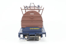 Load image into Gallery viewer, O Brass OMI - Overland Models, Inc. C&amp;O - Chesapeake &amp; Ohio Evans Steel Coil Steel Car w/full Walkways &amp; Angled Covers. With C&amp;O and Contrail Hoods Factory Painted No. 306521
