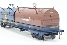 Load image into Gallery viewer, O Brass OMI - Overland Models, Inc. C&amp;O - Chesapeake &amp; Ohio Evans Steel Coil Steel Car w/full Walkways &amp; Angled Covers. With C&amp;O and Contrail Hoods Factory Painted No. 306521
