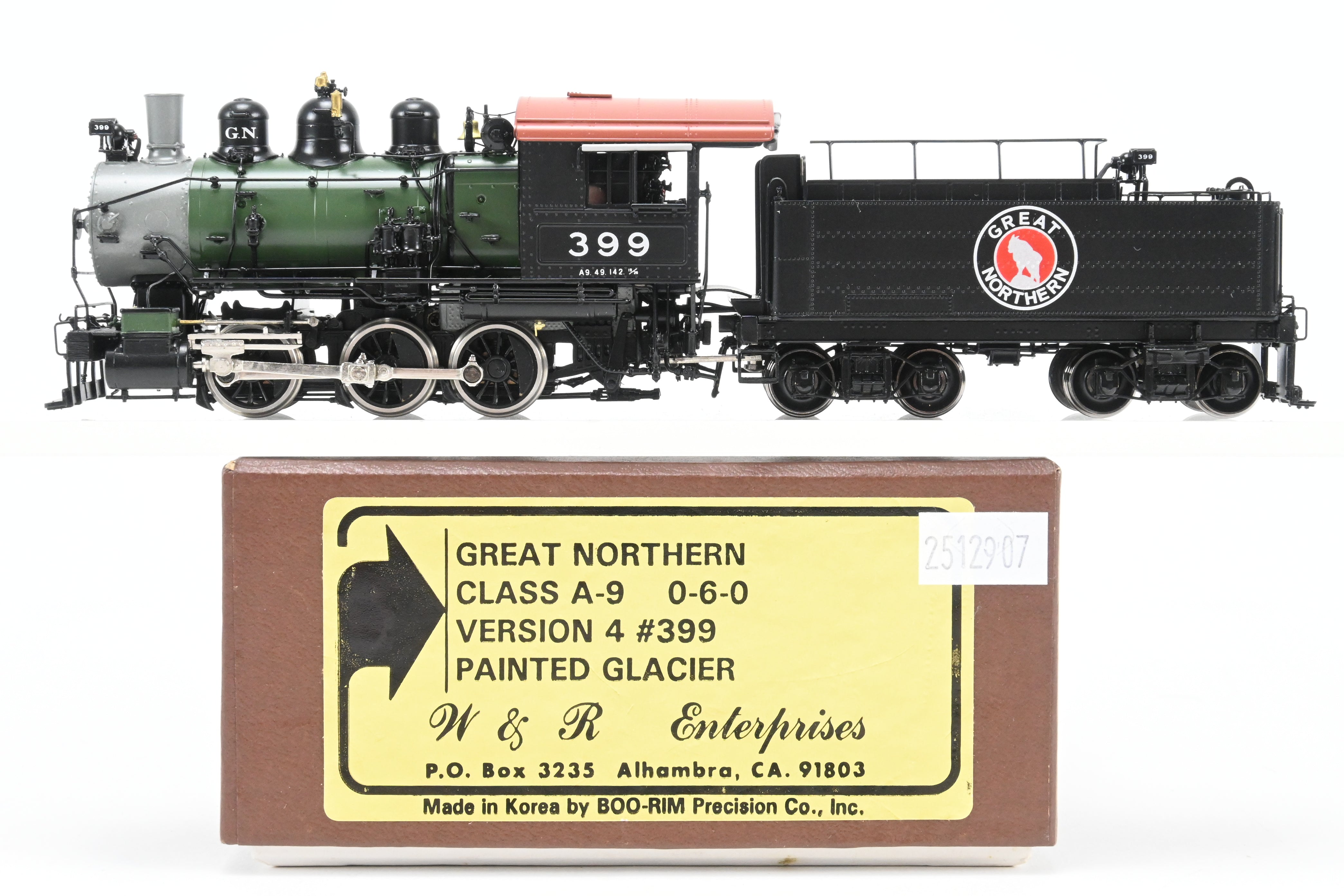 HO Brass W&R Enterprises GN - Great Northern A-9 0-6-0 FP Glacier