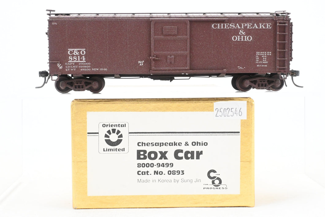 HO Brass Oriental Limited C&O – Chesapeake & Ohio Steel 40’ Box Car 8800-9499 Custom Painted & Weathered.
