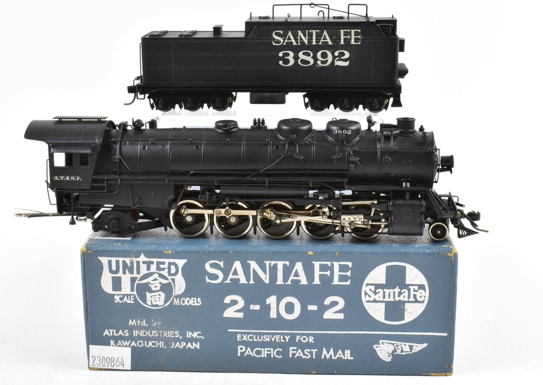 HO Brass PFM - United ATSF - Santa Fe 2-10-2 3800 Class Custom Painted No. 3892
