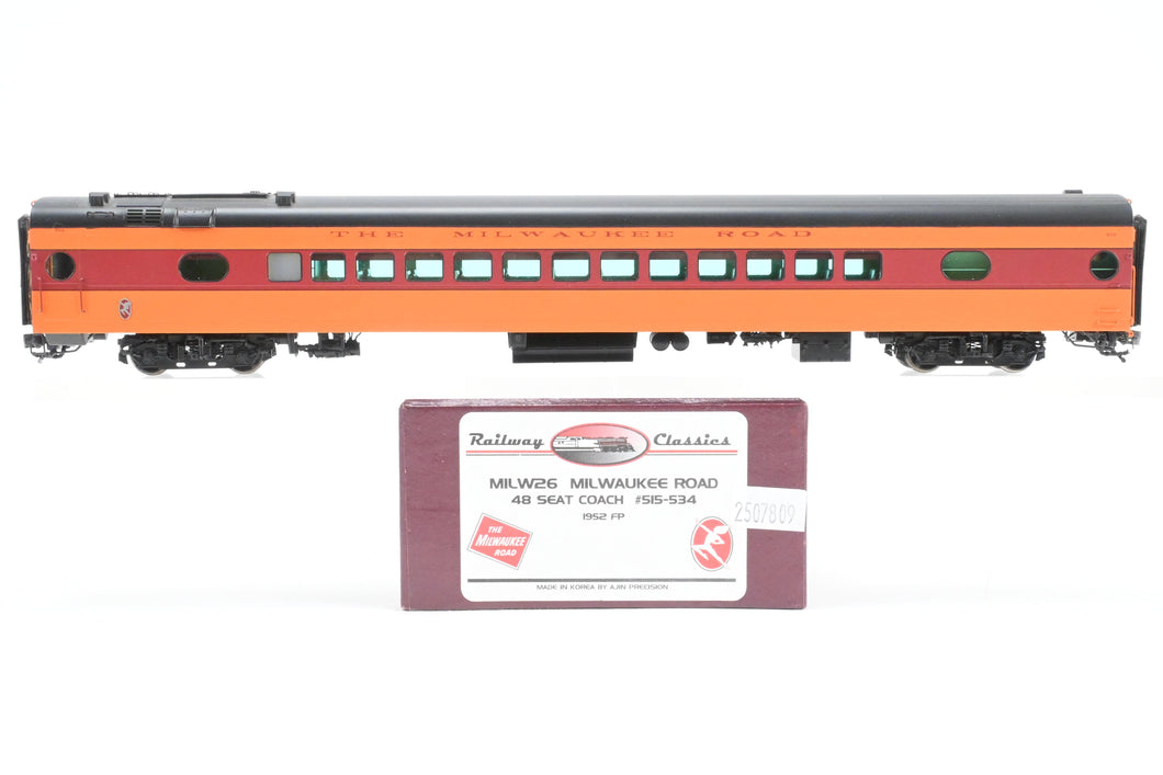 HO Brass Railway Classics MILW26 MILW - Milwaukee Road 48-Seat Coach 515-534 1952 FP No. 533