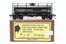 Load image into Gallery viewer, HO Brass W&amp;R Enterprises NP - Northern Pacific Pressed Steel Car Co. High Walkway One Dome 8,000 Gallon Tank Car Pro-Painted No. 101127
