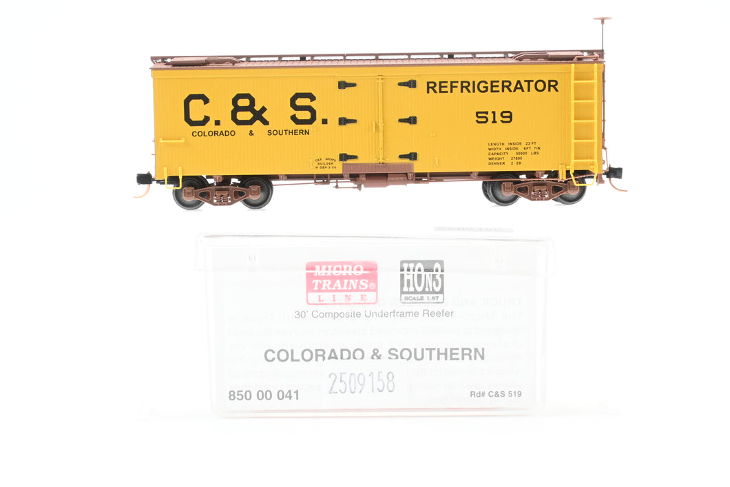 HOn3 Micro-Trains C&S - Colorado & Southern 30’ Composite Underframe Refrigerator Car FP No. 519