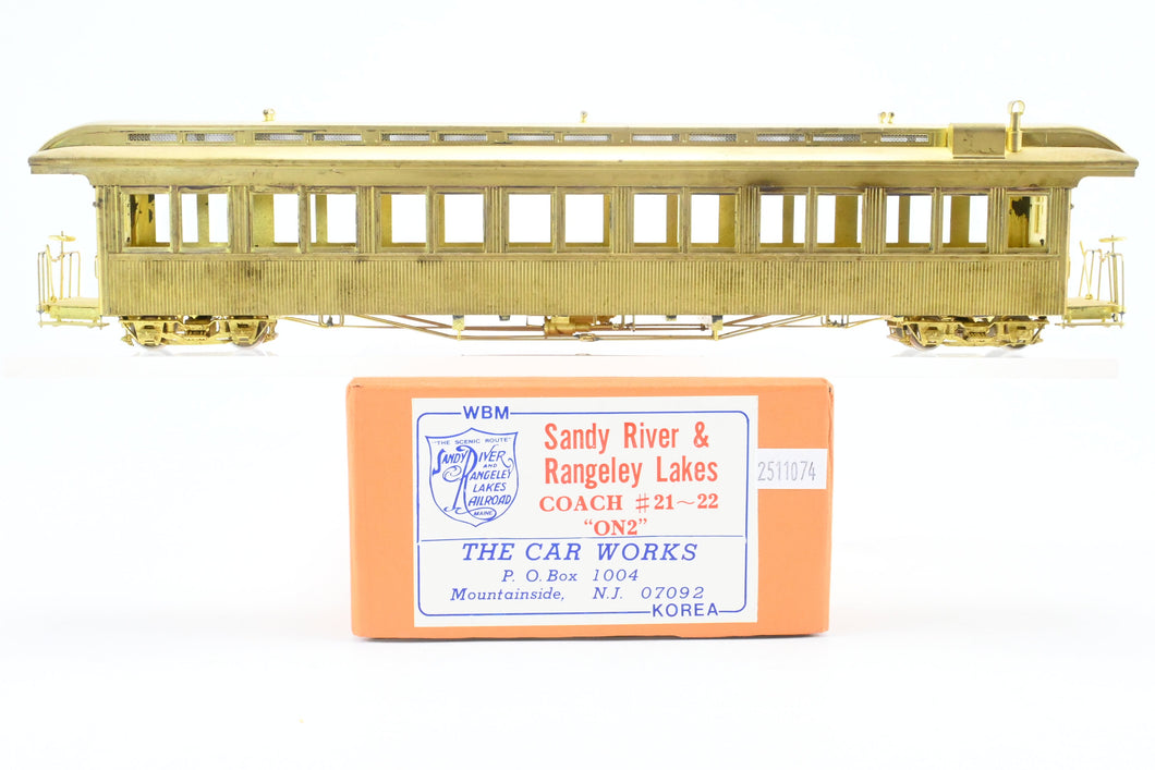 On2 Brass The Car Works SR&RL - Sandy River & Rangeley Lakes Coach Nos. 21-22