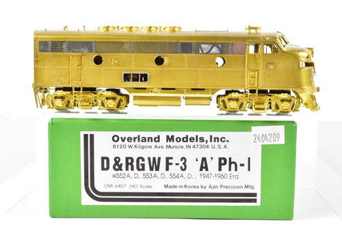 HO Brass OMI - Overland Models Inc. D&RGW - Denver & Rio Grande Western EMD F-3 A unit PH-1 1947-1960 era u/p