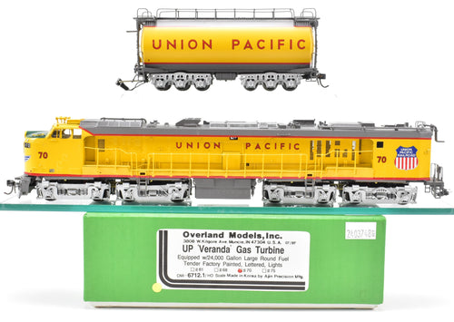 HO Brass CON OMI - Overland Models, Inc. UP - Union Pacific Veranda Gas Turbine With 24,000 Gallon Large Round Fuel Tender, Factory Painted No. 70