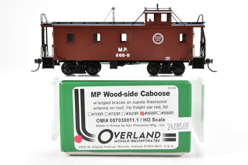 HO Brass OMI - Overland Models, Inc. MP - Missouri Pacific Wood-Side Caboose  w/Angled Braces on Cupola Antenna on Roof F/P #866R Lighted