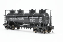 Load image into Gallery viewer, HO Brass W&amp;R Enterprises NP - Northern Pacific Pressed Steel Car Co. High Walkway Four Dome 8,000 Gallon Tank Car Custom Painted &amp; Weathered No. 101141
