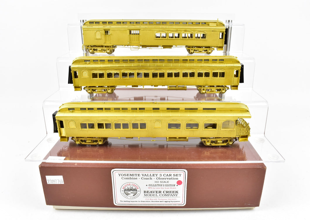 HO Brass CON Beaver Creek Model Co.  Yosemite Valley 3-Car Set: Combine, Coach and Observation - Collector's Edition