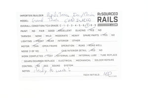HO Rapido Trains, Inc. GTW – Grand Trunk Western EMD SW1200 Delivery Scheme
