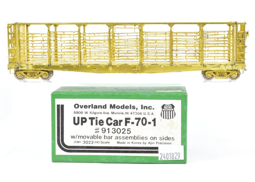 HO Brass OMI - Overland Models, Inc. UP - Union Pacific Tie Car F-70-1 #913025 W/ Removable Bar Assemblies on Sides
