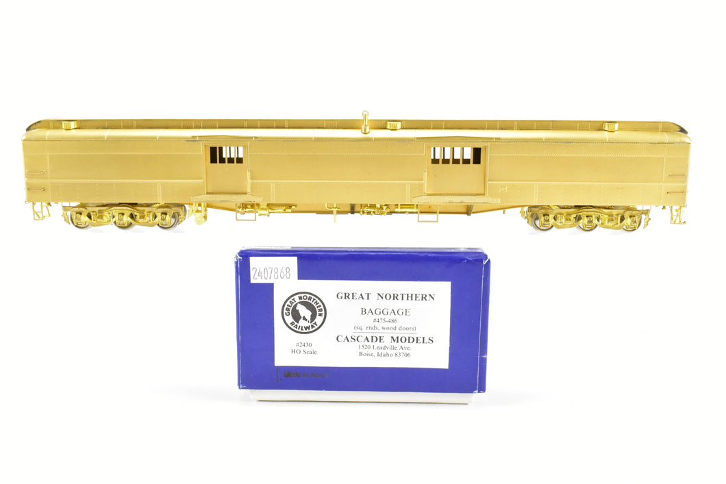 HO Brass Cascade Models GN - Great Northern Baggage Original w/Square Ends Wood Doors #475-486