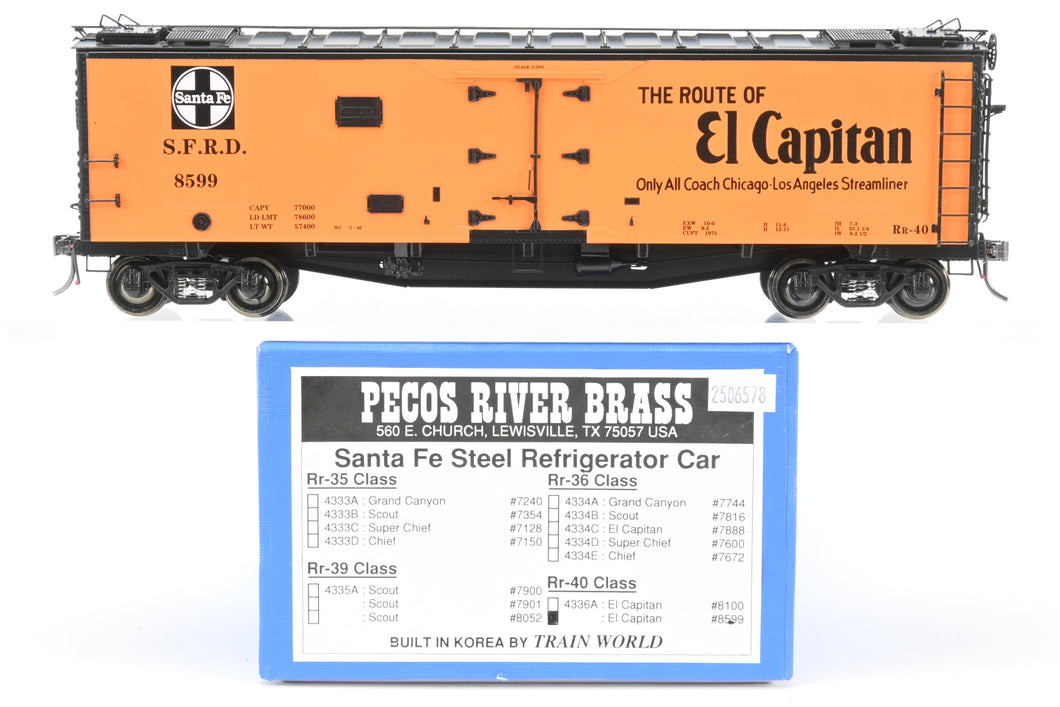 O Brass Pecos River Brass ATSF - Santa Fe SFRD Rr-40 Class Steel Refrigerator Car FP No. 8599