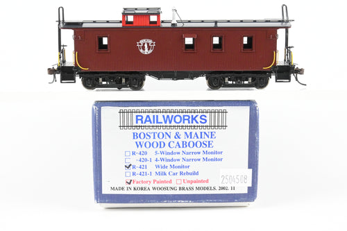 HO Brass Railworks B&M - Boston & Maine Wood Caboose w/Wide Monitor Factory Painted
