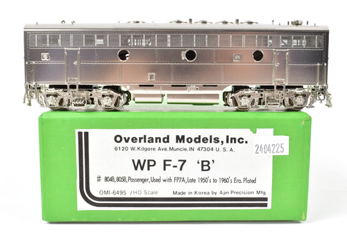 HO Brass OMI - Overland Models Inc. WP - Western Pacific EMD F7B - Nos. 804B,805B Passenger, Used with FP7A, Late 1950's to 1960's Era Plated