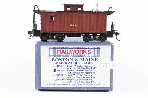 HO Brass Railworks B&M - Boston & Maine #104600 Wood Buggies Three Window Version  w/Original Monitor Factory Painted