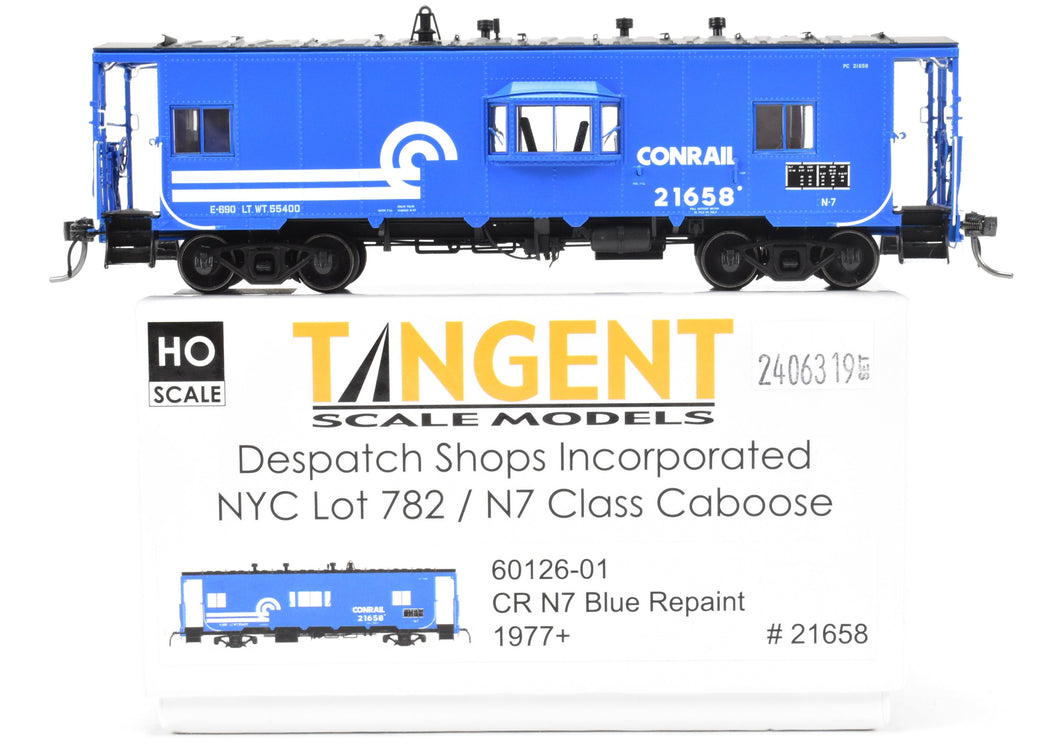 HO CON Tangent Scale Models Dispatch Shops Inc NYC Lot 782/N7 Class Steel Bay Window Caboose -  Conrail N7 Blue Repaint 1977+ No. 21658