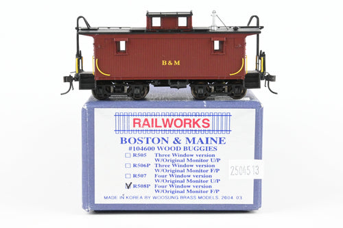 HO Brass Railworks B&M - Boston & Maine #104600 Wood Buggies Four Window Version  w/Original Monitor Factory Painted 