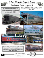 Load image into Gallery viewer, HO Brass NBL - North Bank Line CRI&amp;P - Rock Island &quot;Lake Michigan&quot; and MRL - Montana Rail Link &quot;Silver Cloud&quot; Business Cars
