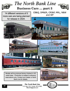 HO Brass NBL - North Bank Line DM&IR - Duluth, Missabe, & Iron Range Business Car "Northland" and Combine #24 Special 2-Car Set