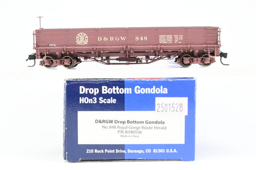 HOn3 Blackstone Models D&RGW - Denver & Rio Grande Western Drop Bottom Gondola - Royal Gorge Route Herald No. 848