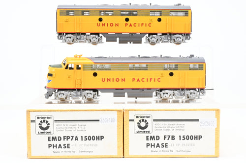 HO Brass Oriental Limited UP - Union Pacific EMD FP7A/F7B 1500 HP Phase II Set Factory Painted