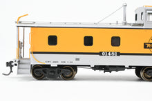 Load image into Gallery viewer, HO Brass CON OMI - Overland Models, Inc. D&amp;RGW - Denver &amp; Rio Grande Western 01400 Series Steel Caboose FP Aspen Yellow/Silver #01481
