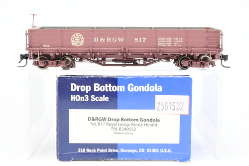HOn3 Blackstone Models D&RGW - Denver & Rio Grande Western Drop Bottom Gondola - Royal Gorge Route Herald No. 817